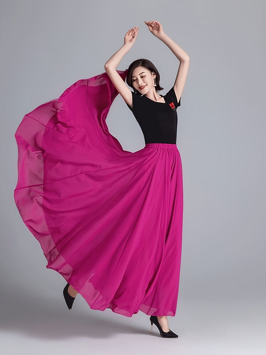 Women'S Classic Double Layer Oversized Chiffon Skirt